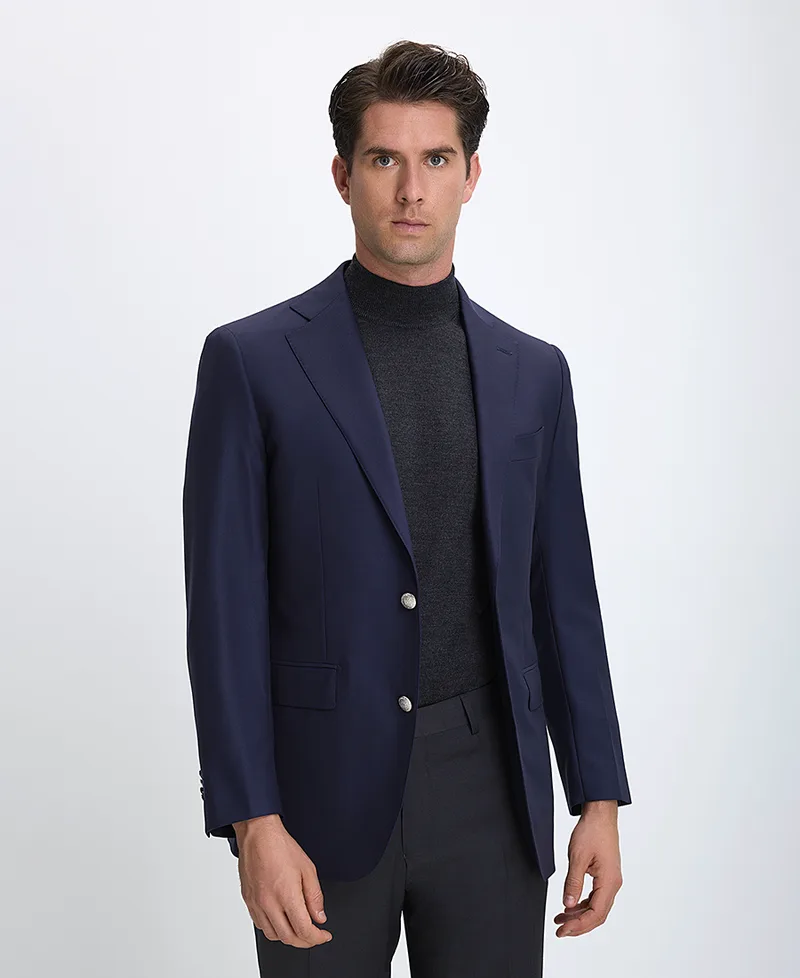 HD x Vardas Ανδρικό Σακάκι Slim Fit από Μαλλί Σκούρο Μπλε