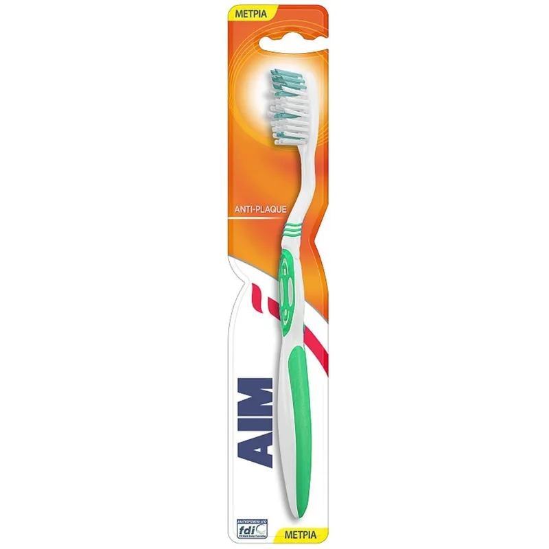 Aim Antiplaque Medium Toothbrush Οδοντόβουρτσα Μέτρια 1 Τεμάχιο - Πράσινο