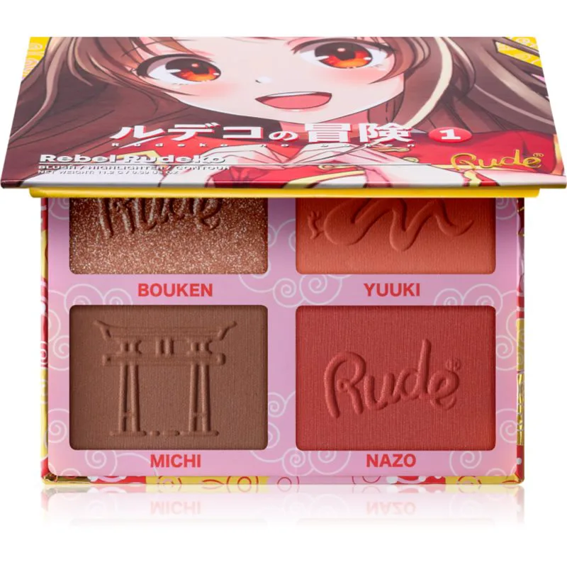 Rude Cosmetics Manga Face Palette πολυλειτουργική παλέτα για το πρόσωπο απόχρωση Rebel Rudeko 11.2 γρ