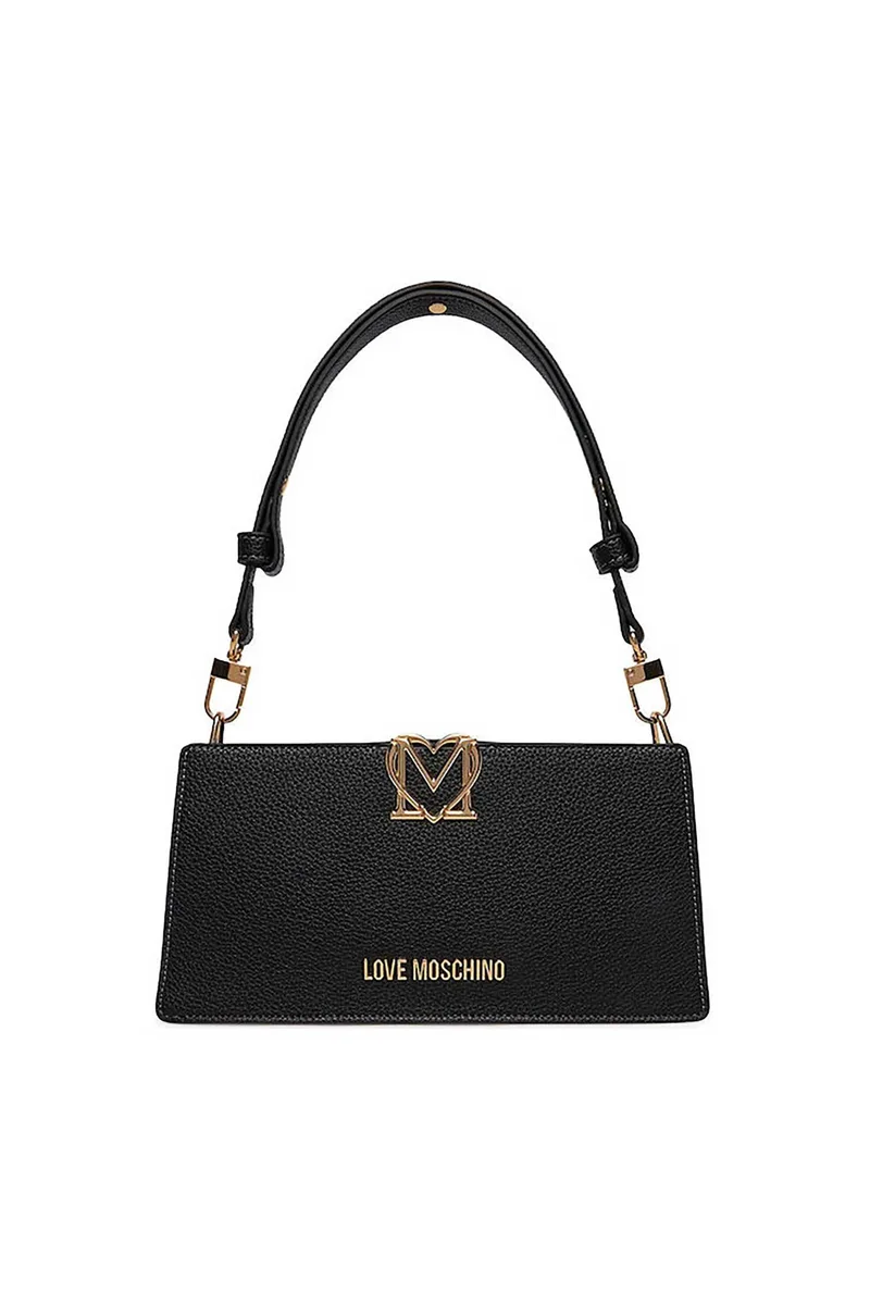 Love Moschino γυναικεία τσάντα ώμου με μεταλλικό λογότυπο - JC4128PP1OLM0 Μαύρο