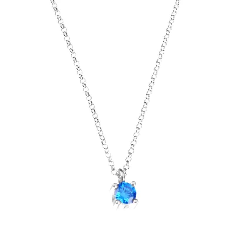Κολιέ Ασήμι με γαλάζια πέτρα zircon 42cm Gatsa 0614Κ
