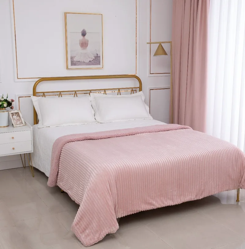 Κουβέρτα με Sherpa Υπέρδιπλη Silk Fashion Kotle Old Rose 220x240