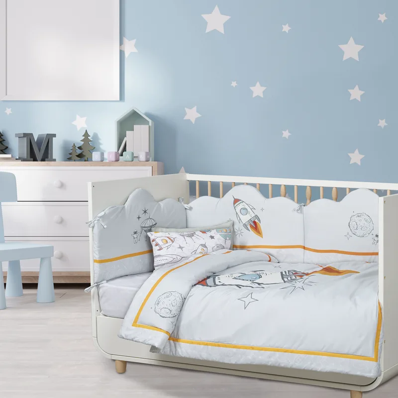 Κουβερλί Microfiber Κούνιας 110x150εκ. Fun 4877 Γκρι-Κίτρινο-Μπλε Das Baby (Ύφασμα: Microfiber, Χρώμα: Μπλε, Μέγεθος: Κούνιας) - Das Baby - 621011104877