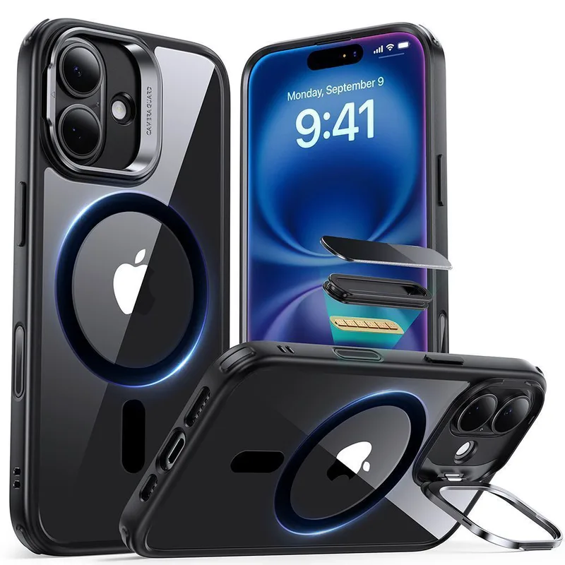 Θήκη ESR Classic Hybrid with Stash Stand (Camera Control Button) HaloLock MagSafe Clear Black iPhone 16 Plus