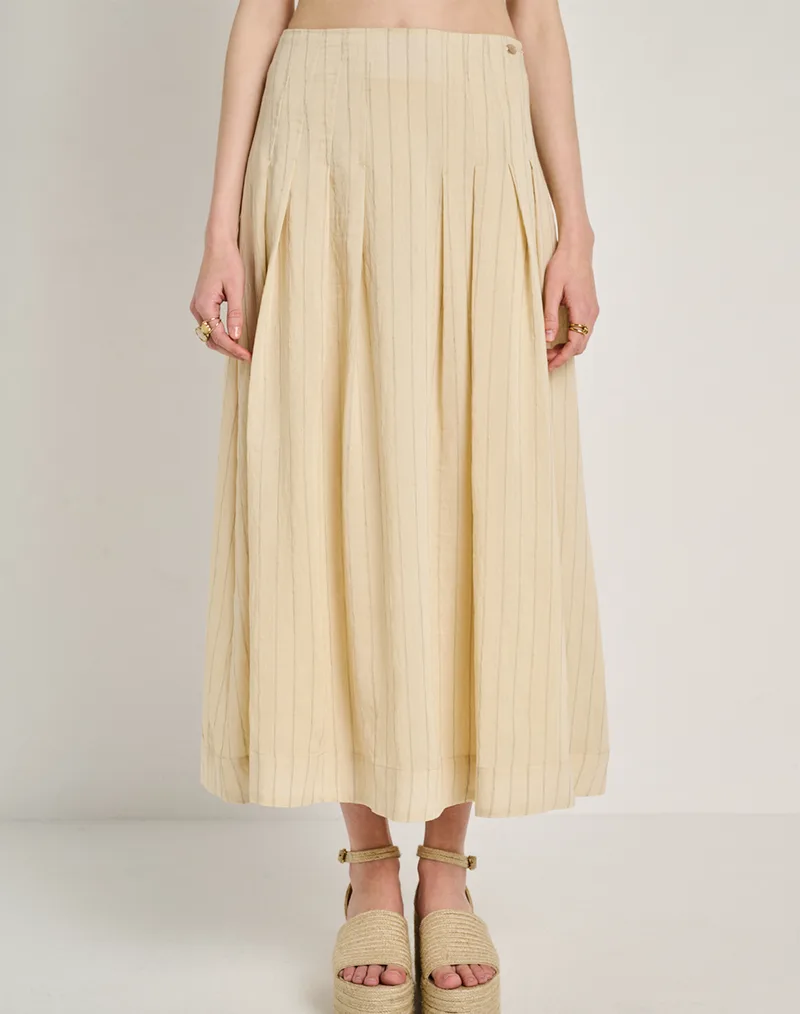 STAFF Amelia Midi Skirt 68%Cot 24% Nyl 6%Lin 2%Pol 67-101.055-Ν0000 LightYellow