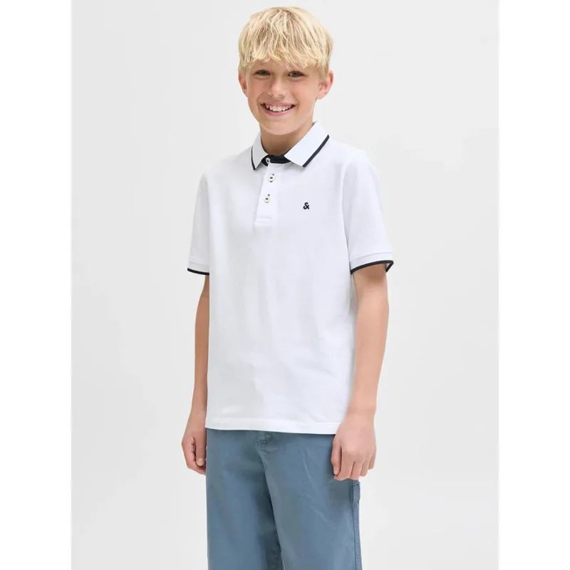 Μπλούζα πικέ πόλο αγόρι Jack & Jones-12268042-White