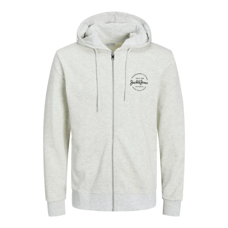 Ζακέτα φούτερ "Forest Sweat Hood" με μεταξοτυπία,by Jack & Jones +Fit - White Melange