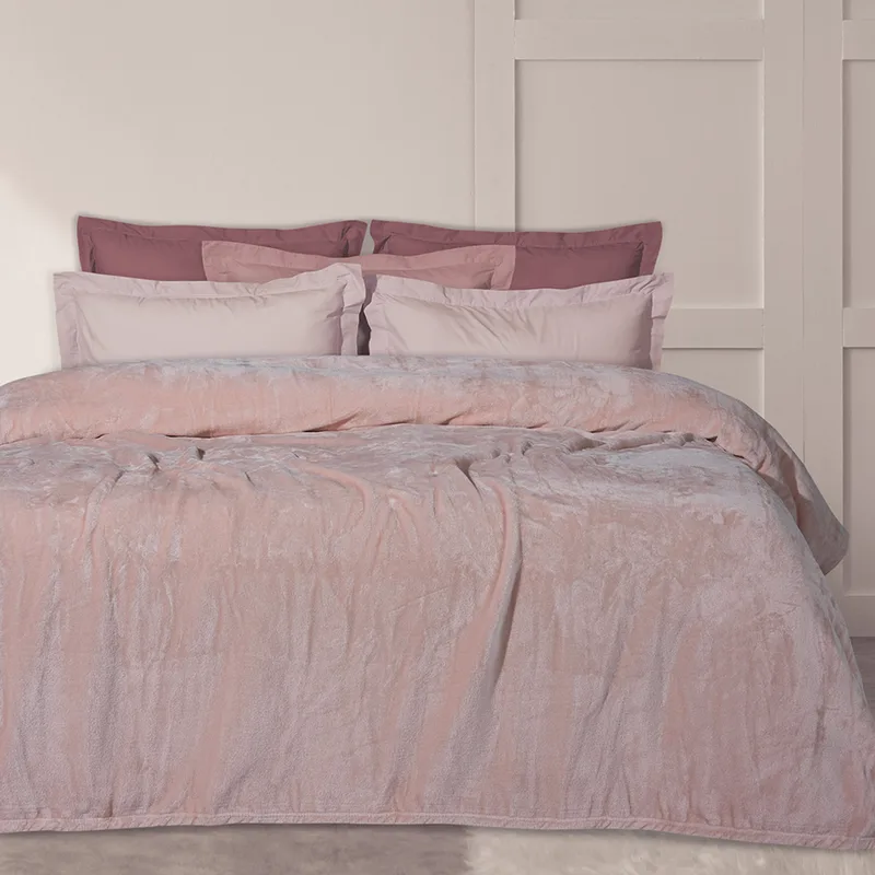 Κουβέρτα Fleece Υπέρδιπλη (220x240) Das Home Velour 1346 Ροζ