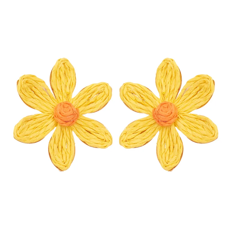 vintage σκουλαρίκια ψάθα Daisy κίτρινο