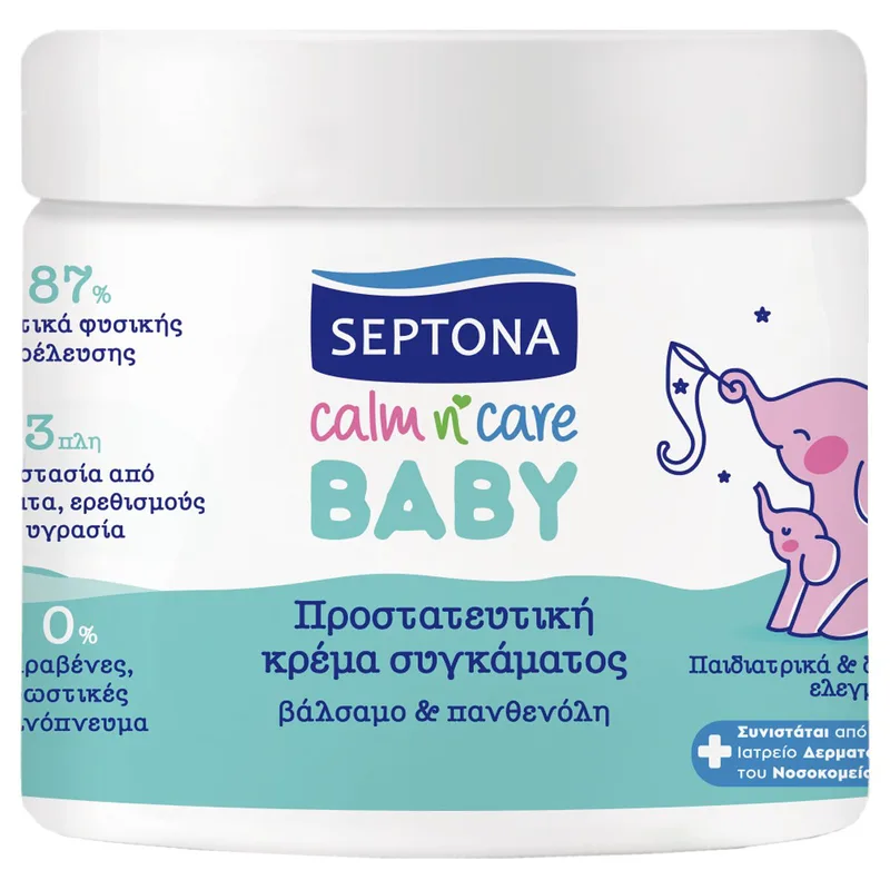 Septona Baby Calm n' Care Diaper Cream Βρεφική Προστατευτική Κρέμα Συγκάματος με Βάλσαμο & Πανθενόλη σε Βαζάκι 250ml