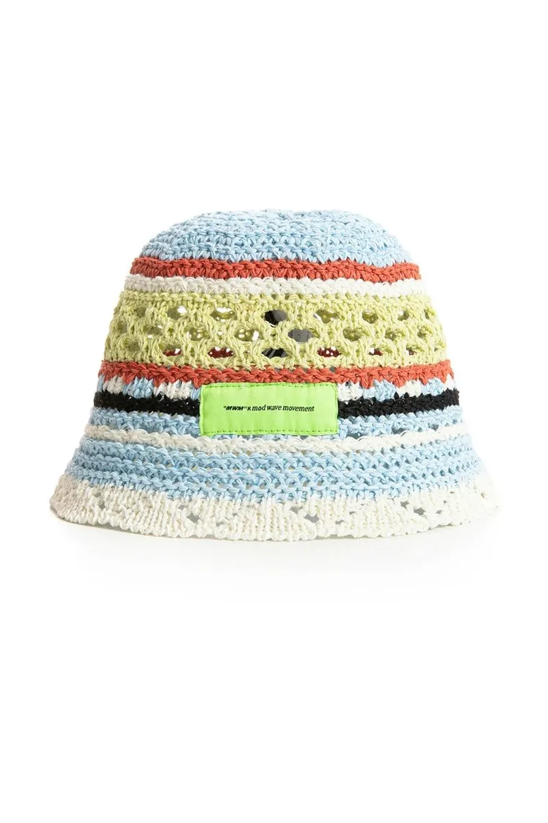 MOD WAVE MOVEMENT Καπέλα MWM Wicker Striped Bucket Hat - GREEN-MW092410518-GREEN
