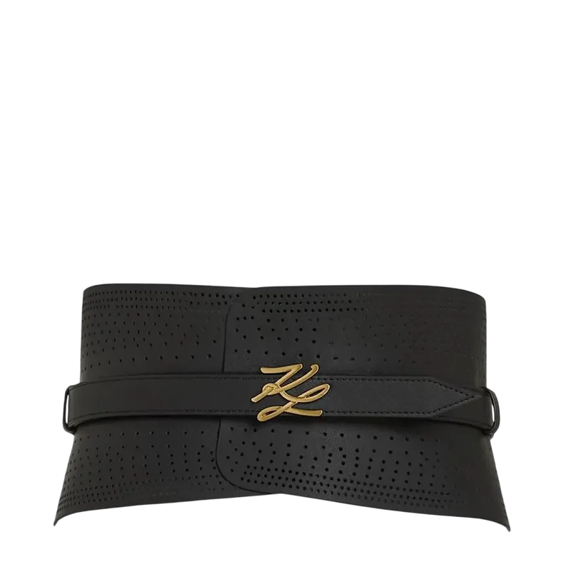 Γυναικεία Δερμάτινη K/Autograph Ζώνη Μαύρη Karl Lagerfeld B3W33015-999 Black