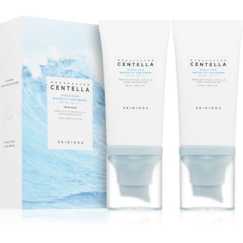 SKIN1004 Madagascar Centella Hyalu-Cica Water-Fit Sun Serum Twin Pack προστατευτικός ορός με ενυδατικό αποτέλεσμα διπλή συσκευασία