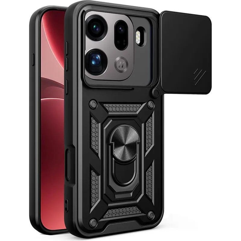 Θήκη Oppo Find X9 Pro Techsuit CamShield Ανθεκτική με Κάλυμμα για την Κάμερα & Μεταλλικό Ring Holder - Black (5949419344457)