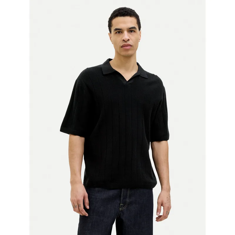 Jack & Jones Polo Varenna 12272578 Μαύρο Relaxed Fit