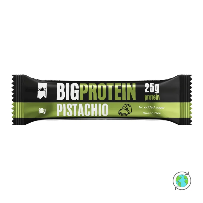 Big Protein Γλύκισμα Πρωτεΐνης με Κελυφωτό Φυστίκι - Puls Nutrition - 80gr Φινλανδία High Protein No Sugar Added Gluten Free Palm Oil Free