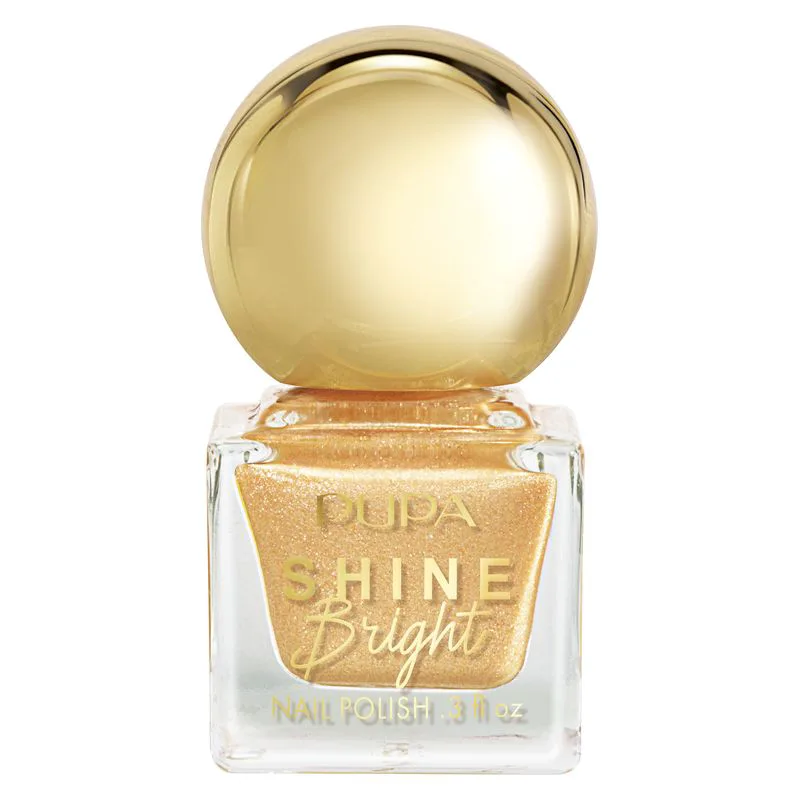Pupa Shine Bright 3D Effect Glitter Nail Polish 001 - Golden Sand (9 Ml)