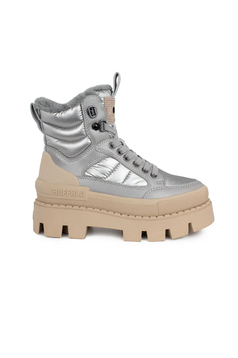 BUFFALO Μπότες-Μποτάκια RAVEN SNOW LACEUP MID - ΑΣΗΜΙ-1630806-SILVER