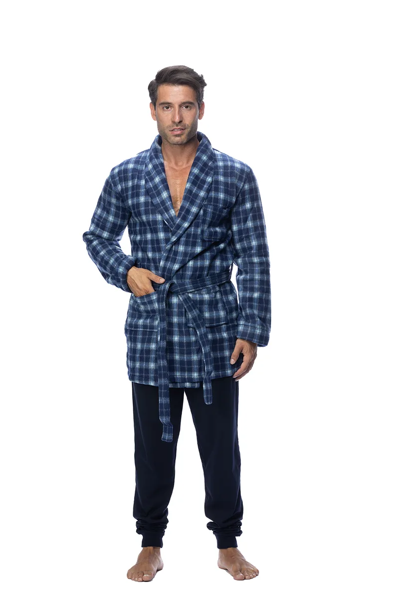 Ανδρική ρόμπα fleece με γιακά και τσέπες-ΠΛΦ213