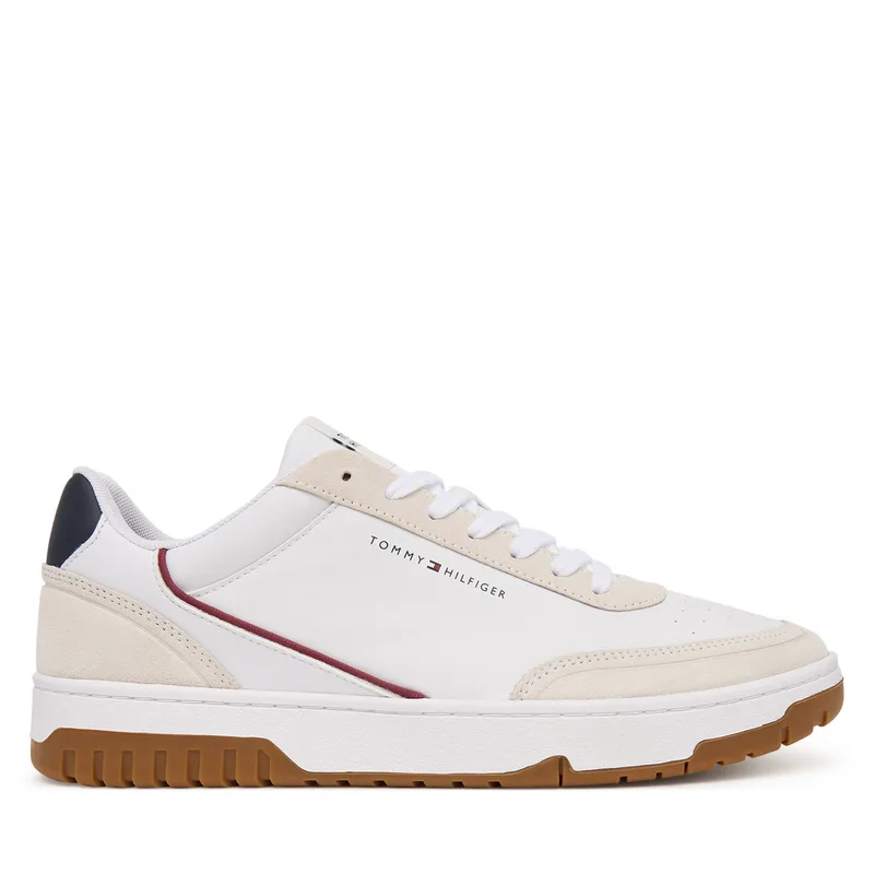 Αθλητικά Tommy Hilfiger Th Basket Core Leather Suede Mix FM0FM05881 Λευκό