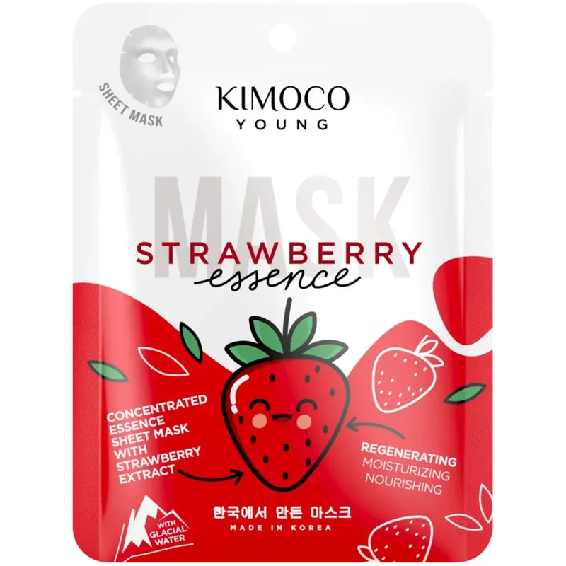 Kimoco Young Strawberry Essence Sheet Mask Αναζωογονητική Μάσκα Προσώπου με Εκχύλισμα Φράουλας & Κρυστάλλινο Νερό 25ml