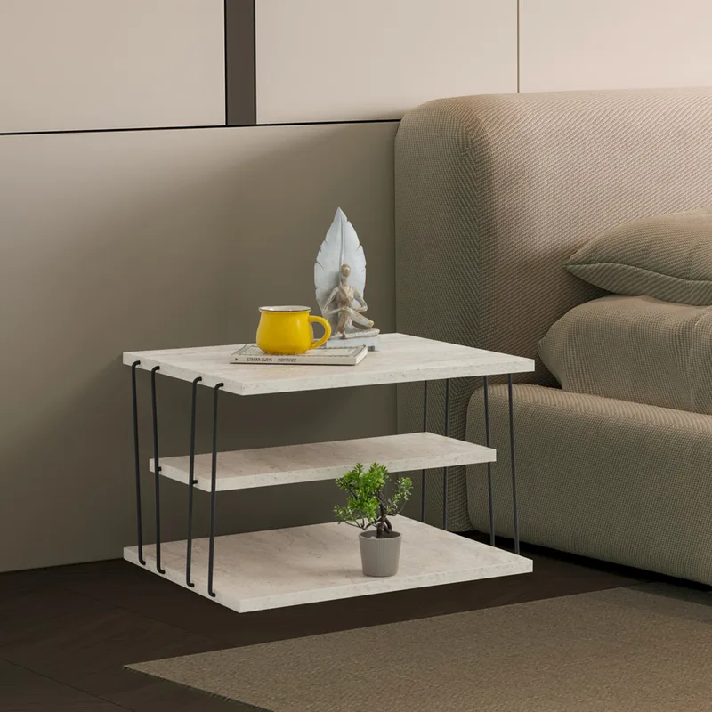 Βοηθητικό Τραπεζάκι Lifon - Black, Travertine 854Kln4762 50x33x40 cm