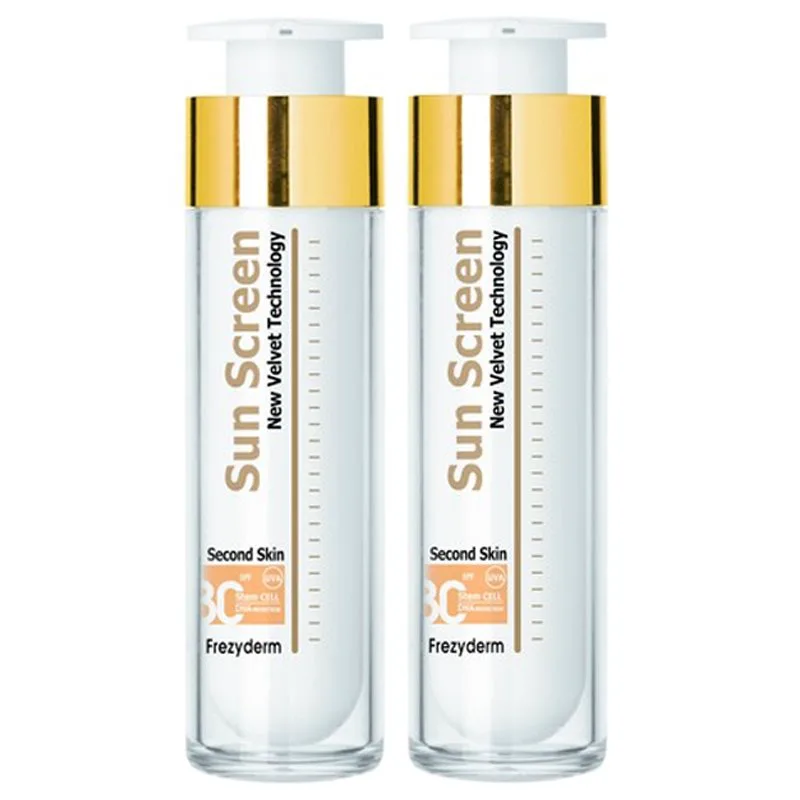 Σετ Frezyderm Sun Screen Velvet Face Cream Spf30 2x50ml,Διάφανη Αντηλιακή Προσώπου Βελούδινης Υφής, Υψηλής Προστασίας