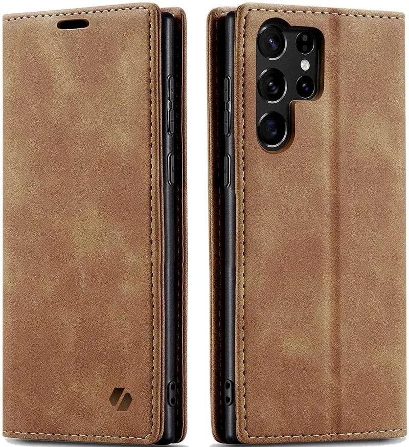 Θήκη Samsung Galaxy S25 Ultra Spacecase Wallet Πορτοφόλι - Light Brown (5905719114701)