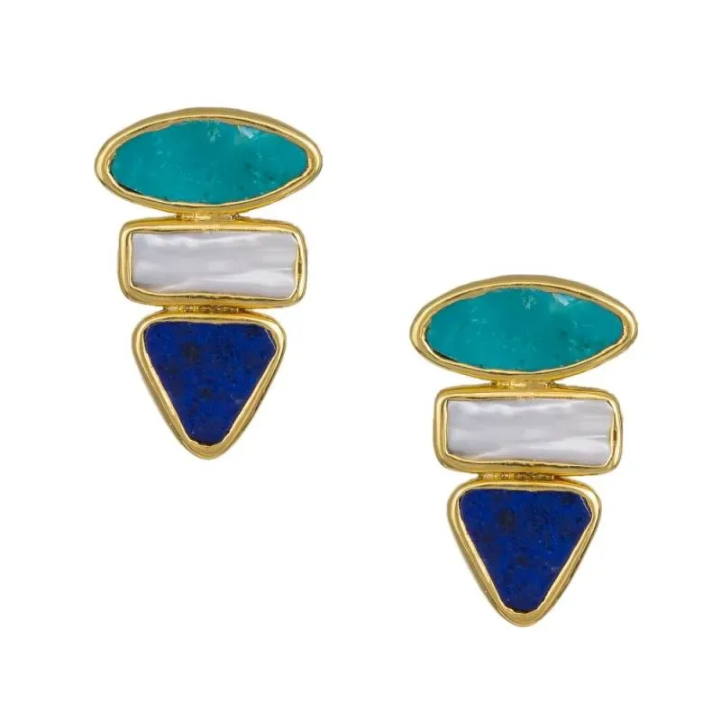 Επίχρυσα γυναικεία σκουλαρίκια 925 Mineral stones 042031 042031 Ασήμι