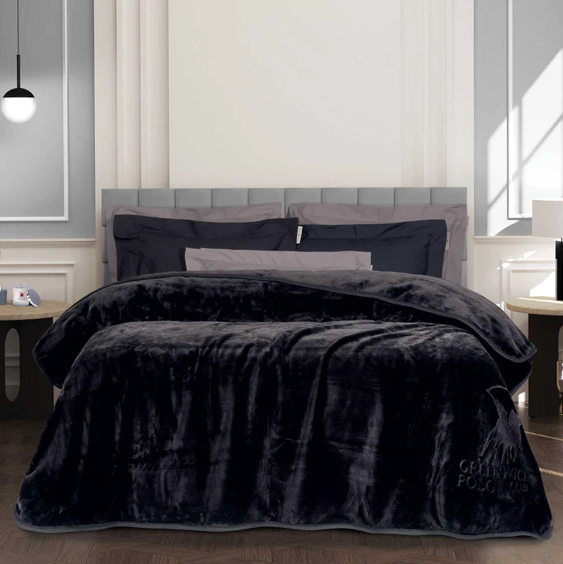 Κουβέρτα Βελουτέ Supersoft Μονή 160x240εκ. Essential 3440 Μαύρη Greenwich Polo Club (Ύφασμα: Βελούδο, Χρώμα: Μαύρο, Μέγεθος: Μονά) - Greenwich Polo Club - 220577103440
