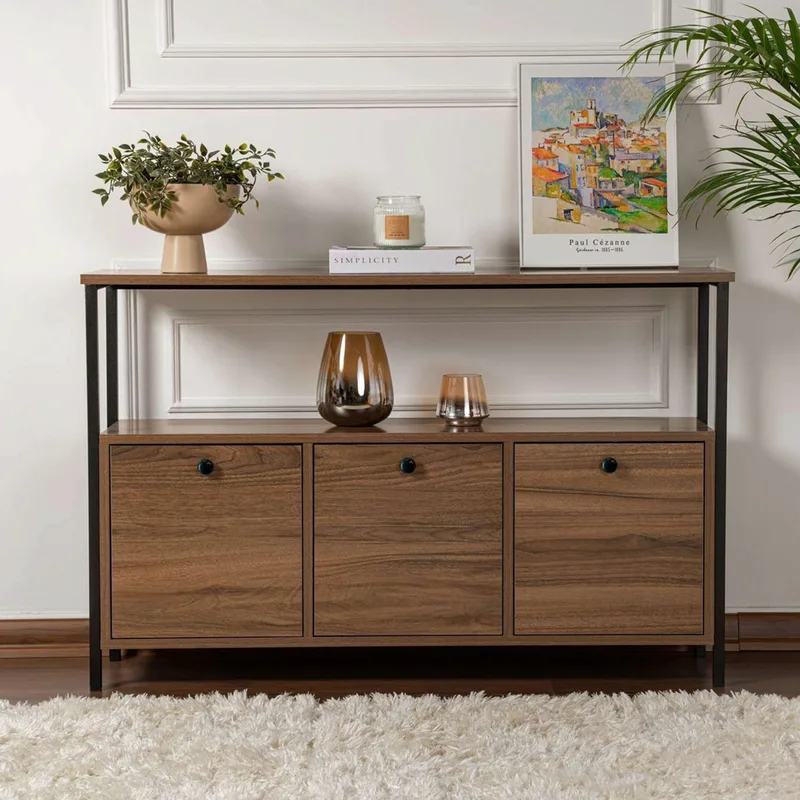 Κονσόλα Solace - Venezia Walnut, Black 241Nrd1343 (120x77x30 cm)