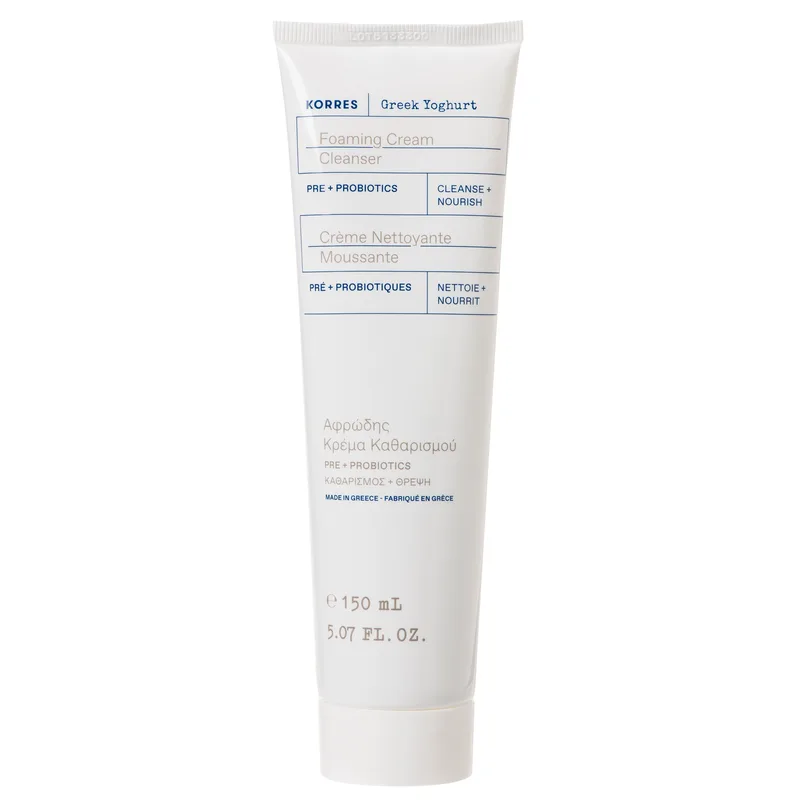 Korres Greek Yoghurt Foaming Cream Cleanser Αφρώδης Κρέμα Καθαρισμού με Ελληνικό Γιαούρτι & Πρεβιοτικά - Προβιοτικά 150ml