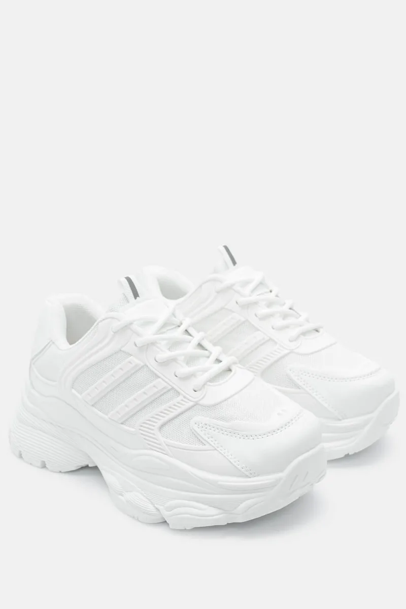 Sneakers με Δίχτυ & Τρακτερωτή Σόλα - Λευκό