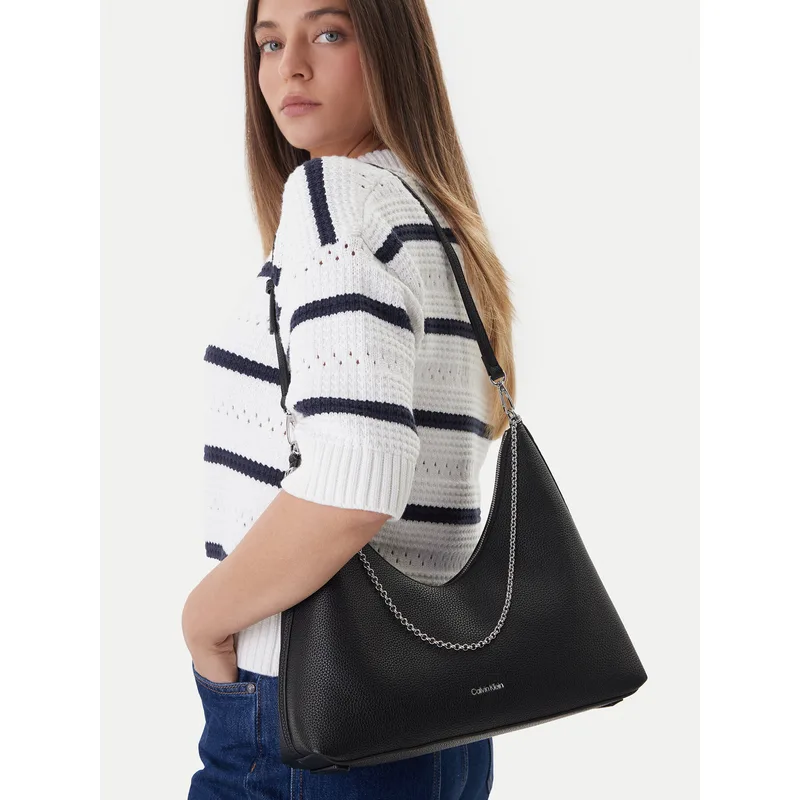 Τσάντα Calvin Klein Emblem Hw Pebble Shoulder Bag LV04F3495G Μαύρο