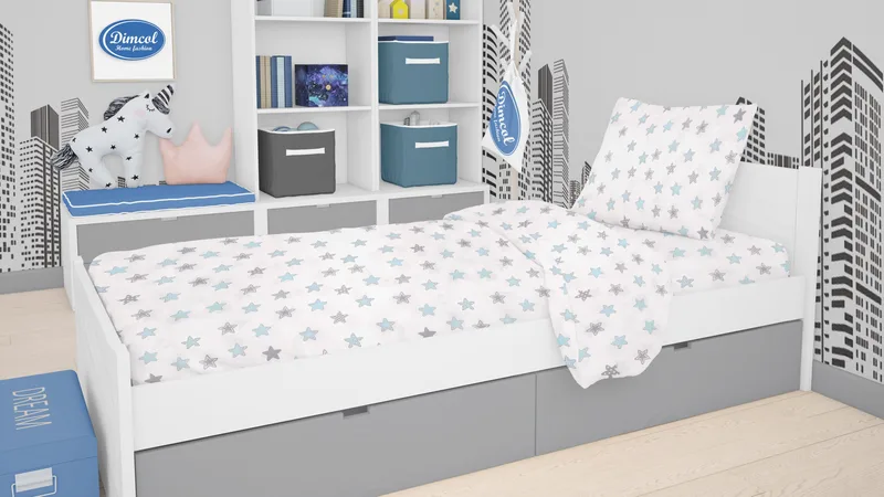 Σετ Σεντόνι Μονό & Μαξιλαροθήκη Dimcol Star 104 Sky blue 160x240