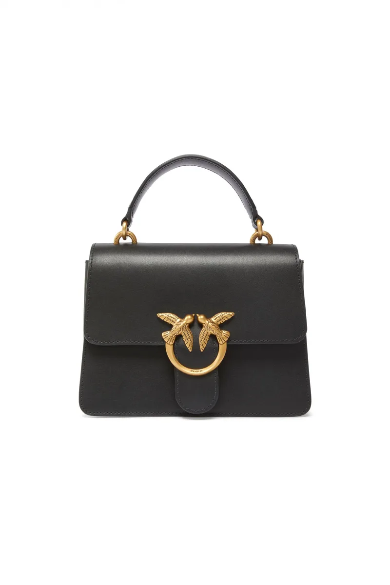 PINKO ΤΣΑΝΤΑΚΙ LOVE ONE TOP HANDLE MINI LIGHT VITELLO SETA ΜΑΥΡΟ