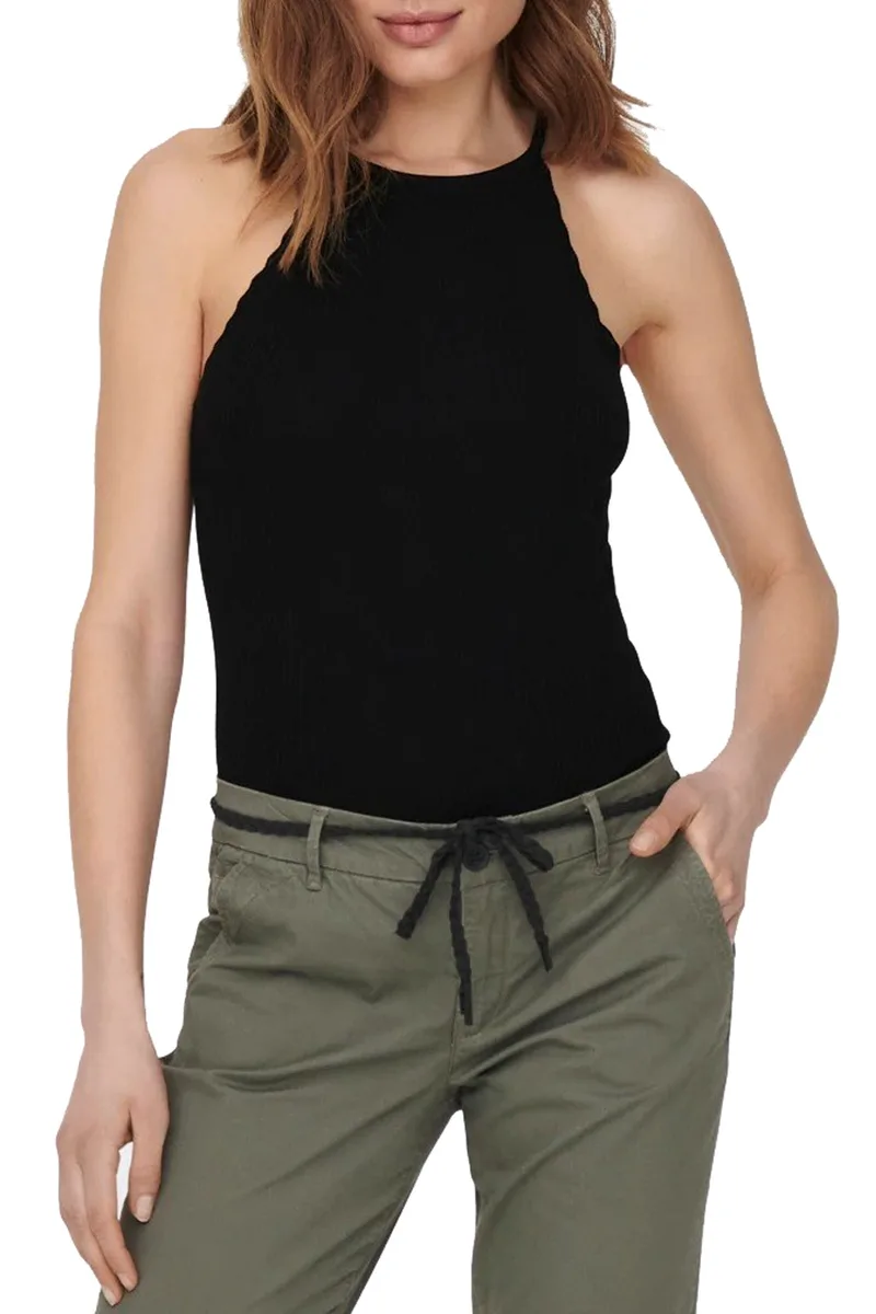 Top Only Onlgemma Sl Scallop Halterneck Knt 15290423-BLACK Γυναικείο