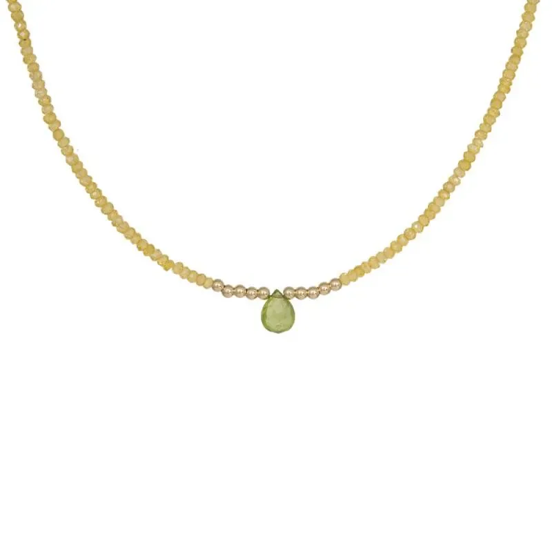 Χρυσό γυναικείο κολιέ Κ14 Peridot & Salomite 043113 043113 Χρυσός 14 Καράτια