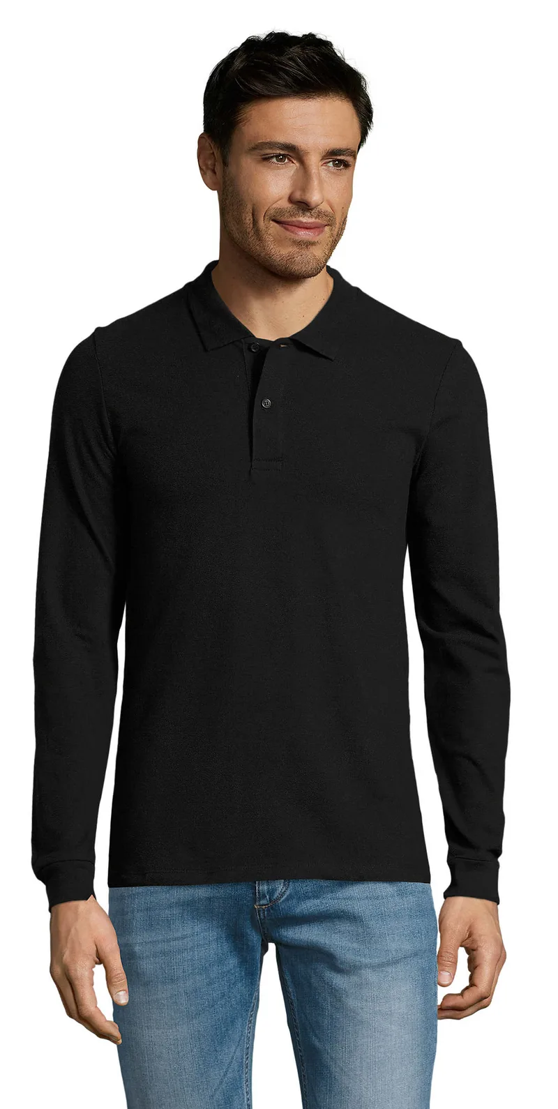 Ανδρικό μακρυμάνικο πόλο πικέ Sol's Perfect LSL Men - 02087 Black