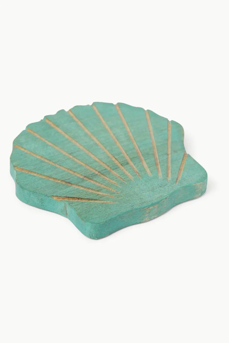 Coincasa σετ ξύλινων σουβέρ σε σχήμα κοχυλιού 12,5 cm (4 τεμάχια) - 006813654 Πράσινο