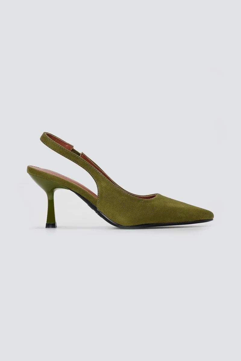 Stephan Slingback Pumps Slim Heel - P-1523 - Green Suede