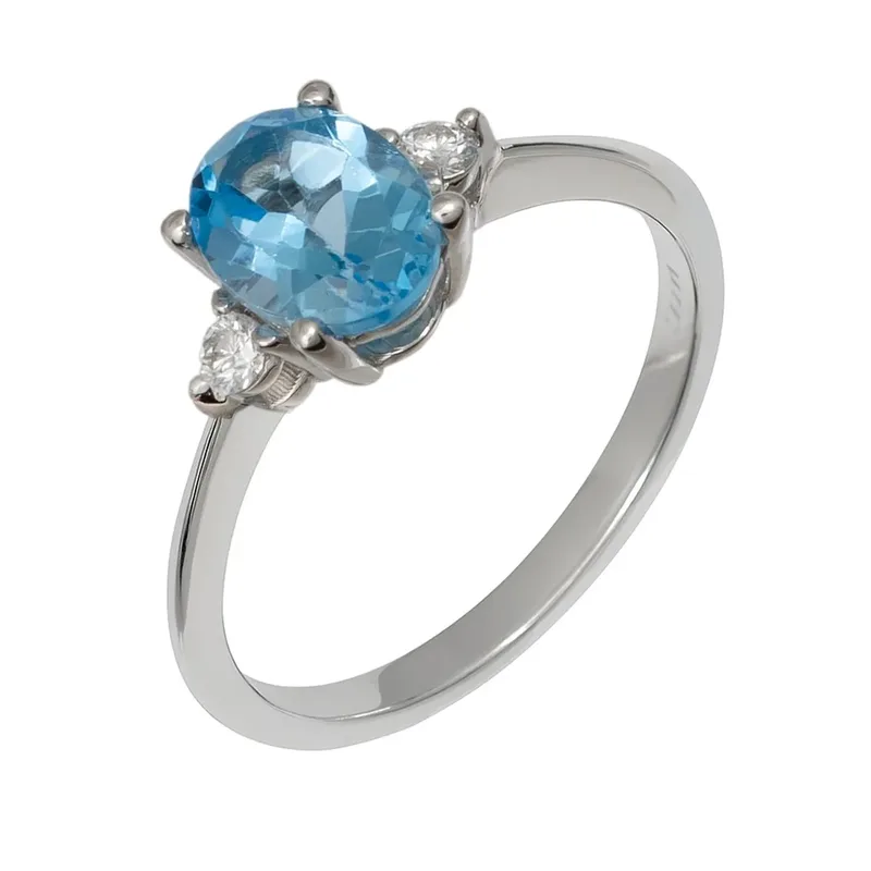 Δαχτυλίδι με διαμάντια Κ18 και οβάλ Topaz 053432 053432 Χρυσός 18 Καράτια