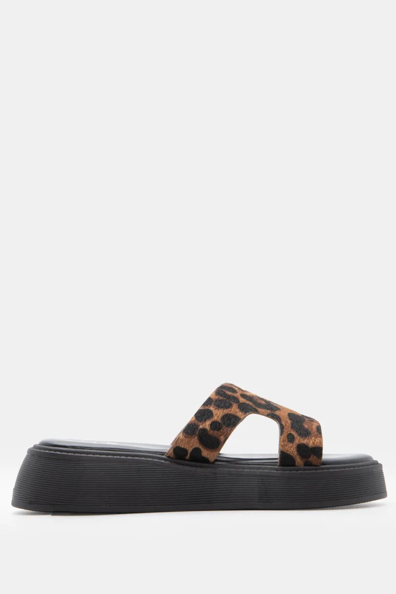 LUIGI DESIGN - Σανδάλια Flatform με Ανοίγματα στην Φάσα - Animal Print