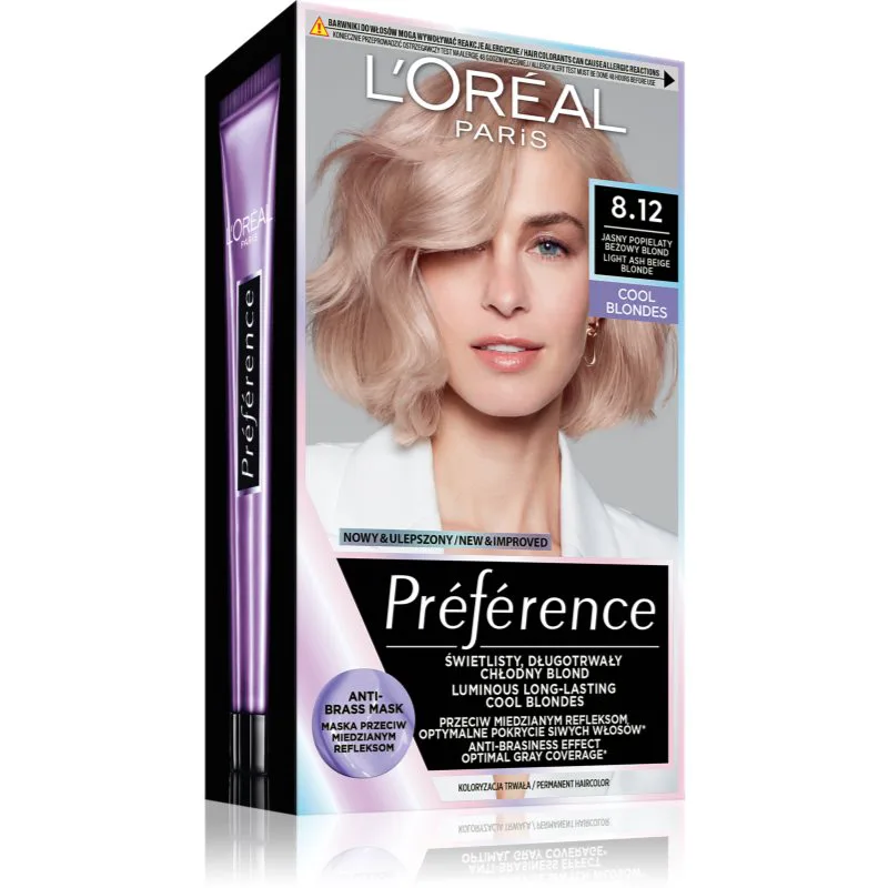 L’Oréal Paris Préférence βαφή μαλλιών απόχρωση 8.12 Alaska 1 τμχ