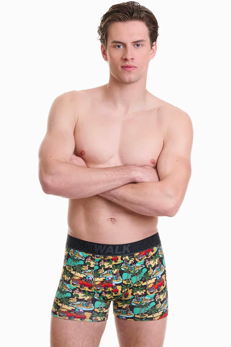 Walk ανδρικό μπόξερ με all-over print - W1754-15 Σκούρο Μπλε