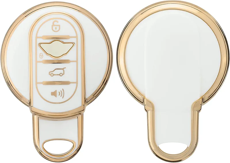 KW Θήκη Κλειδιού Mini - Σιλικόνη - 3 Κουμπιά - Smart Key - White / Χρυσό (58602.02)