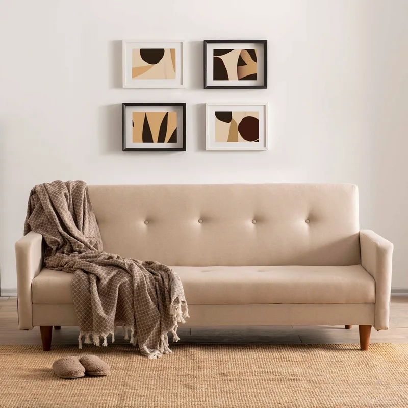 Τριθέσιος Καναπές-Κρεβάτι Hiko - Cream 859Ftn2811 (200x83x75)
