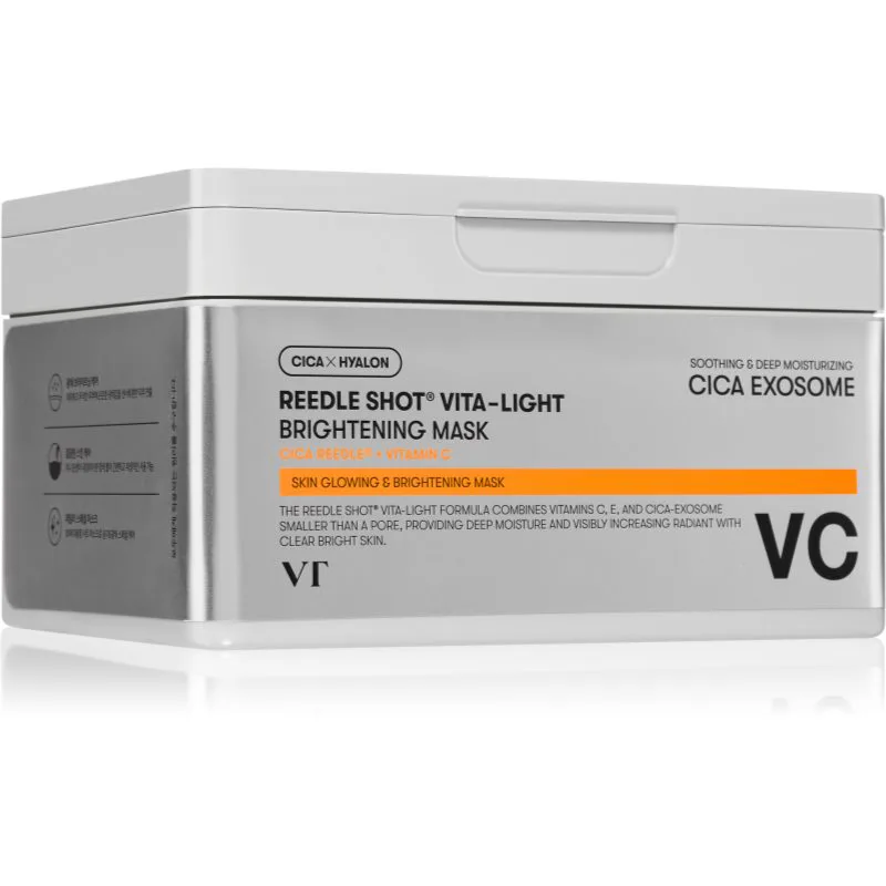 VT Cosmetics Reedle Shot Vita-Light Brightening Mask λαμπρυντική υφασμάτινη μάσκα λάμψης με βιταμίνη C μεγάλη συσκευασία 30 τμχ