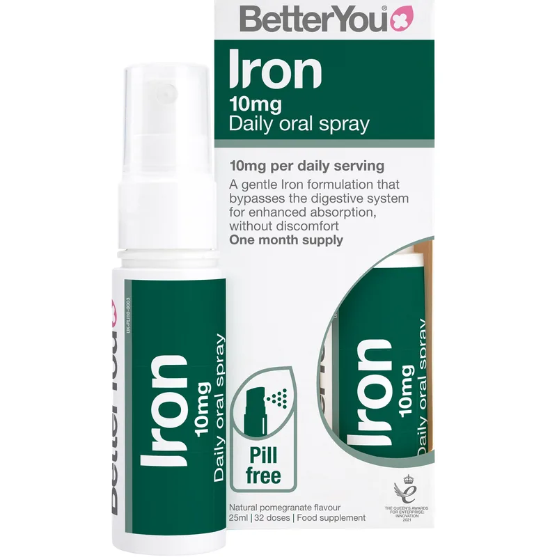 BetterYou Iron 10mg Daily Oral Spray Συμπλήρωμα Διατροφής Σιδήρου σε Μορφή Spray Κατά της Κούρασης & Κόπωσης για Αποτελεσματική Αντιμετώπιση της Ανεπάρκειας Σιδήρου Χωρίς να Προκαλεί Πεπτική Δυσφορία με Φυσική Γεύση Ρόδι 25ml