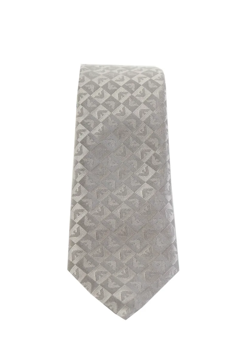 EMPORIO ARMANI ΓΡΑΒΑΤΑ ALL OVER PRINT LOGO ΓΚΡΙ